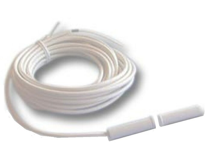 Inbouw magneetcontact met vertinde aansluitkabel van 2 meter, detail van de bedrading