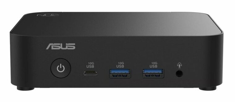 Asus Intel NUC 14 mini pc, voorzijde met aansluitingen