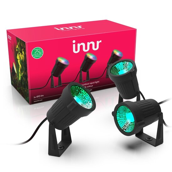 Innr Smart Outdoor Spot Colour set van 3 slimme buitenspots, zwarte buitenlampen
