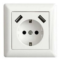 Wandcontactdoos met randaarde en 2X USB 2800MA alpinewit